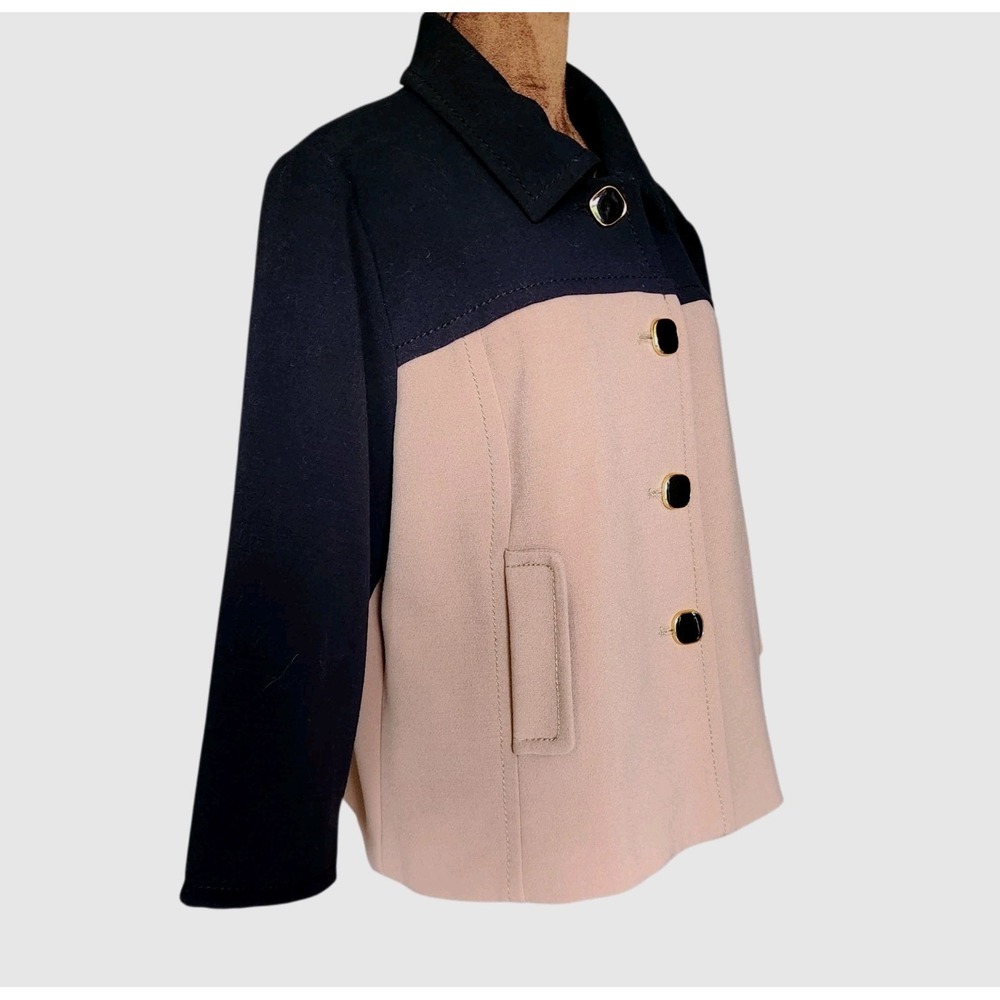 Banana Republic Jacket Blazer Black Tan Color Block Button Front Size Petite L